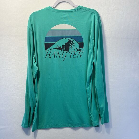 Hang Ten Surf Shirt Long Sleeve Men's Size XL Teal UV Protection/UPF 50+ - Picture 6 of 7